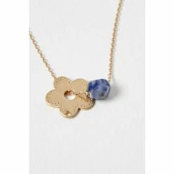 Oliver Bonas Gold Nerida Flower And Blue Stone Pendant Necklace -Default Template 2 unnamed file 1011