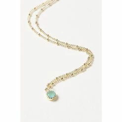 Oliver Bonas Alula Round Blue Chalcedony Drop Gold Plated Pendant Necklace -Default Template 2 unnamed file 1018