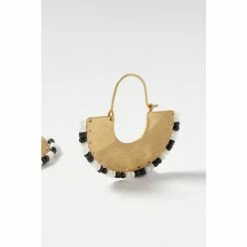 Oliver Bonas Natural Arcadia Semi Circle With Bead Detail Trim Hoop Earrings -Default Template 2 unnamed file 102