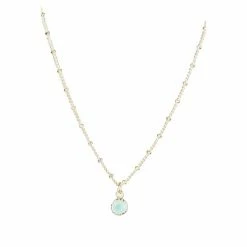 Oliver Bonas Alula Round Blue Chalcedony Drop Gold Plated Pendant Necklace -Default Template 2 unnamed file 1020