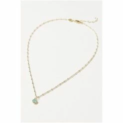 Oliver Bonas Alula Round Blue Chalcedony Drop Gold Plated Pendant Necklace -Default Template 2 unnamed file 1021