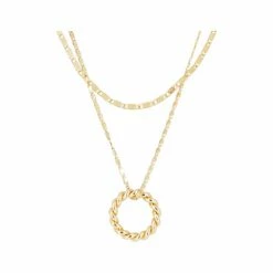 Oliver Bonas Gold Marina Twist Layered Chain Pendant Necklace