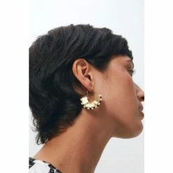 Oliver Bonas Natural Arcadia Semi Circle With Bead Detail Trim Hoop Earrings -Default Template 2 unnamed file 104