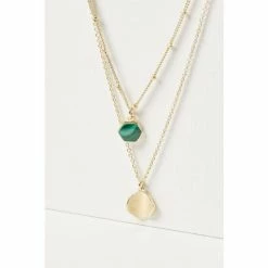 Oliver Bonas Maceo Hexagon Stone & Drop Double Row Gold Plate Brass Necklace -Default Template 2 unnamed file 1052