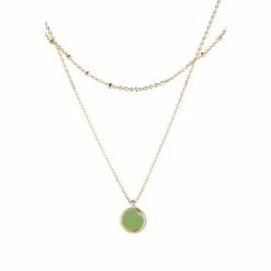 Oliver Bonas Emir Round Gold Coloured Enamel Drop Double Row Necklace