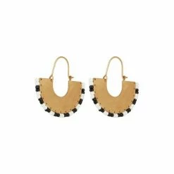 Oliver Bonas Natural Arcadia Semi Circle With Bead Detail Trim Hoop Earrings -Default Template 2 unnamed file 106