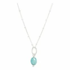 Oliver Bonas Blue Lucia Sterling Silver Loop And Oval Amazonite Drop Necklace -Default Template 2 unnamed file 1096