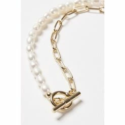 Oliver Bonas White Oriel Chain & Pearl T-Bar Chain Necklace -Default Template 2 unnamed file 1111