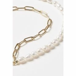 Oliver Bonas White Oriel Chain & Pearl T-Bar Chain Necklace -Default Template 2 unnamed file 1112