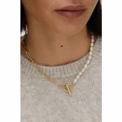 Oliver Bonas White Oriel Chain & Pearl T-Bar Chain Necklace -Default Template 2 unnamed file 1113