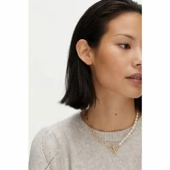 Oliver Bonas White Oriel Chain & Pearl T-Bar Chain Necklace -Default Template 2 unnamed file 1114