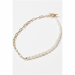 Oliver Bonas White Oriel Chain & Pearl T-Bar Chain Necklace -Default Template 2 unnamed file 1115