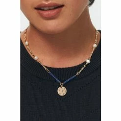 Oliver Bonas Blue Romina Beads And Pearls With Textured Disc Pendant Necklace -Default Template 2 unnamed file 1121