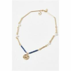 Oliver Bonas Blue Romina Beads And Pearls With Textured Disc Pendant Necklace -Default Template 2 unnamed file 1123