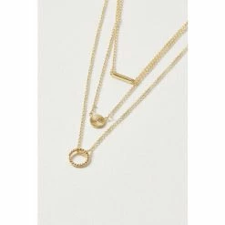 Oliver Bonas Savannah Triple Row Shapes Gold Plated Brass Layered Necklace -Default Template 2 unnamed file 1126
