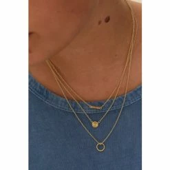Oliver Bonas Savannah Triple Row Shapes Gold Plated Brass Layered Necklace -Default Template 2 unnamed file 1128