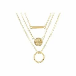 Oliver Bonas Savannah Triple Row Shapes Gold Plated Brass Layered Necklace -Default Template 2 unnamed file 1130