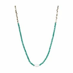 Oliver Bonas Green Geila Beaded Jade Gold Plated Necklace