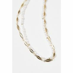 Oliver Bonas Natural Bondi Pearl Chain Double Row Chain Necklace -Default Template 2 unnamed file 1157