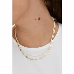 Oliver Bonas Natural Bondi Pearl Chain Double Row Chain Necklace -Default Template 2 unnamed file 1161