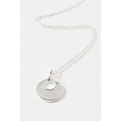 Oliver Bonas Silver Tone Francesca Mother Of Pearl Curve Disc Drop Pendant Necklace -Default Template 2 unnamed file 1165