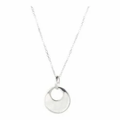 Oliver Bonas Silver Tone Francesca Mother Of Pearl Curve Disc Drop Pendant Necklace -Default Template 2 unnamed file 1167