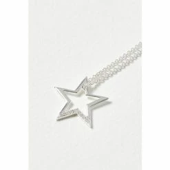 Oliver Bonas Silver Tone Star Outline Gem And Chain Necklace -Default Template 2 unnamed file 1173