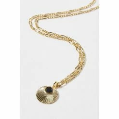 Oliver Bonas Kymani Engraved Disc & Stone Inlay Gold Plated Necklace -Default Template 2 unnamed file 1177