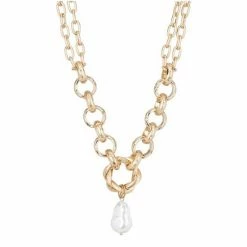 Oliver Bonas Natural Kali Faux Pearl Drop Chunky Chain Necklace -Default Template 2 unnamed file 1200
