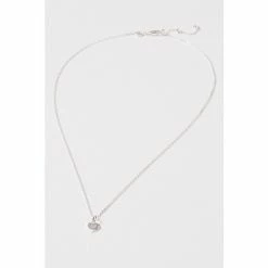Oliver Bonas Silver Tone Luminita Mother Of Pearl Inlay Heart Mini Pendant Necklace