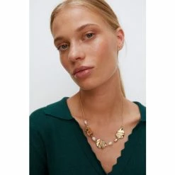 Oliver Bonas Natural Indie Pearl & Textured Metal Shape Short Necklace -Default Template 2 unnamed file 1229