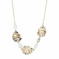 Oliver Bonas Natural Indie Pearl & Textured Metal Shape Short Necklace -Default Template 2 unnamed file 1230