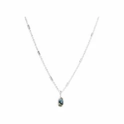 Oliver Bonas Natural Blythe Pebble Charm Paua Shell Silver Coloured Pendant Necklace