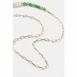 Oliver Bonas Green Dara Gold Plated Aventurine Detail Chain And Pearl Drop Necklace -Default Template 2 unnamed file 1270