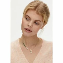 Oliver Bonas Green Dara Gold Plated Aventurine Detail Chain And Pearl Drop Necklace -Default Template 2 unnamed file 1271