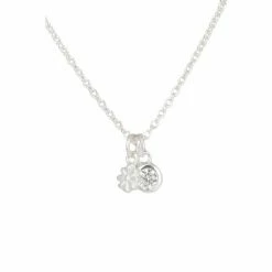 Oliver Bonas Aurora Flower Casting Charm Drop Sterling Silver Necklace
