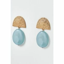 Oliver Bonas Blue Ezra Stone Stud Earrings