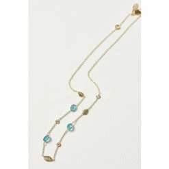 Oliver Bonas Green Treasure Flower Leaf And Stone Detail Collar Necklace