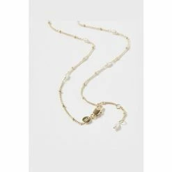 Oliver Bonas White Mila Pearl Detail Gold Plated Chain Necklace -Default Template 2 unnamed file 1288