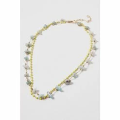 Oliver Bonas Natural Rudi Beaded Chain And Stone Chips Layered Necklace