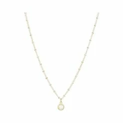 Oliver Bonas Alula Round Pearl Drop Gold Plated Pendant Necklace