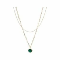 Oliver Bonas Green Darcey Stone Drop Double Row Gold Plate Necklace -Default Template 2 unnamed file 1327