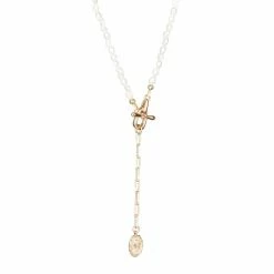 Oliver Bonas Natural Cyrene Pearl & Chain Pendant Necklace