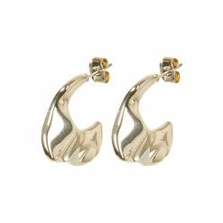 Oliver Bonas Gold Coloured Marci Shiny Wavy Metal Hoop Earrings