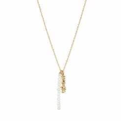 Oliver Bonas Natural Vera Pearl & Golden Nugget Chain Necklace