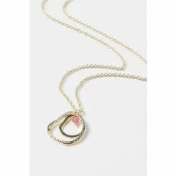Oliver Bonas Cassandra Pink Organic Loop And Pearl Gold Plated Pendant Necklace -Default Template 2 unnamed file 1359