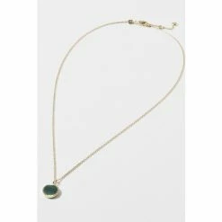 Oliver Bonas Darby Disc & Green Stone Inlay Gold Plated Necklace