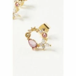 Oliver Bonas Pink Lyra Flowers & Stone Cluster Stud Earrings -Default Template 2 unnamed file 14