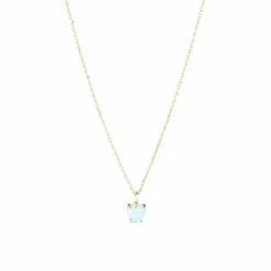 Oliver Bonas Blue Varuna Stone Heart Charm Gold Plated Chain Necklace