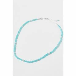 Oliver Bonas Blue Jovie Beaded Nugget Blue Amazonite And Silver Necklace